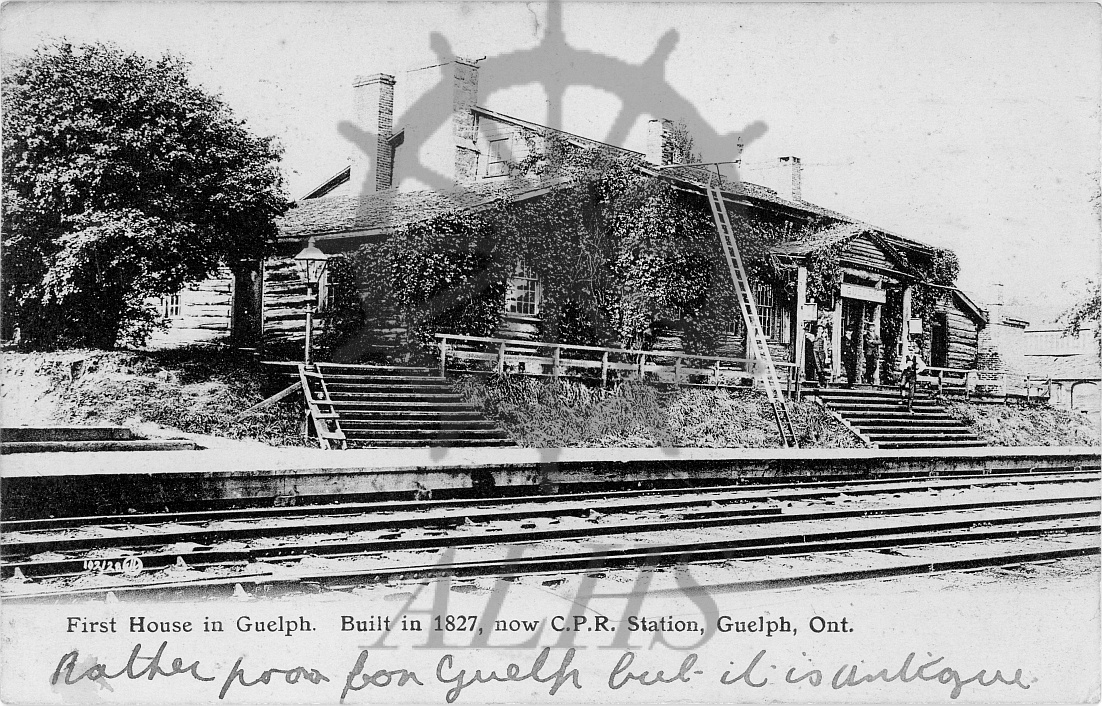 980.01.9 First House in Guelph. Built in 1827, now C.P.R. station